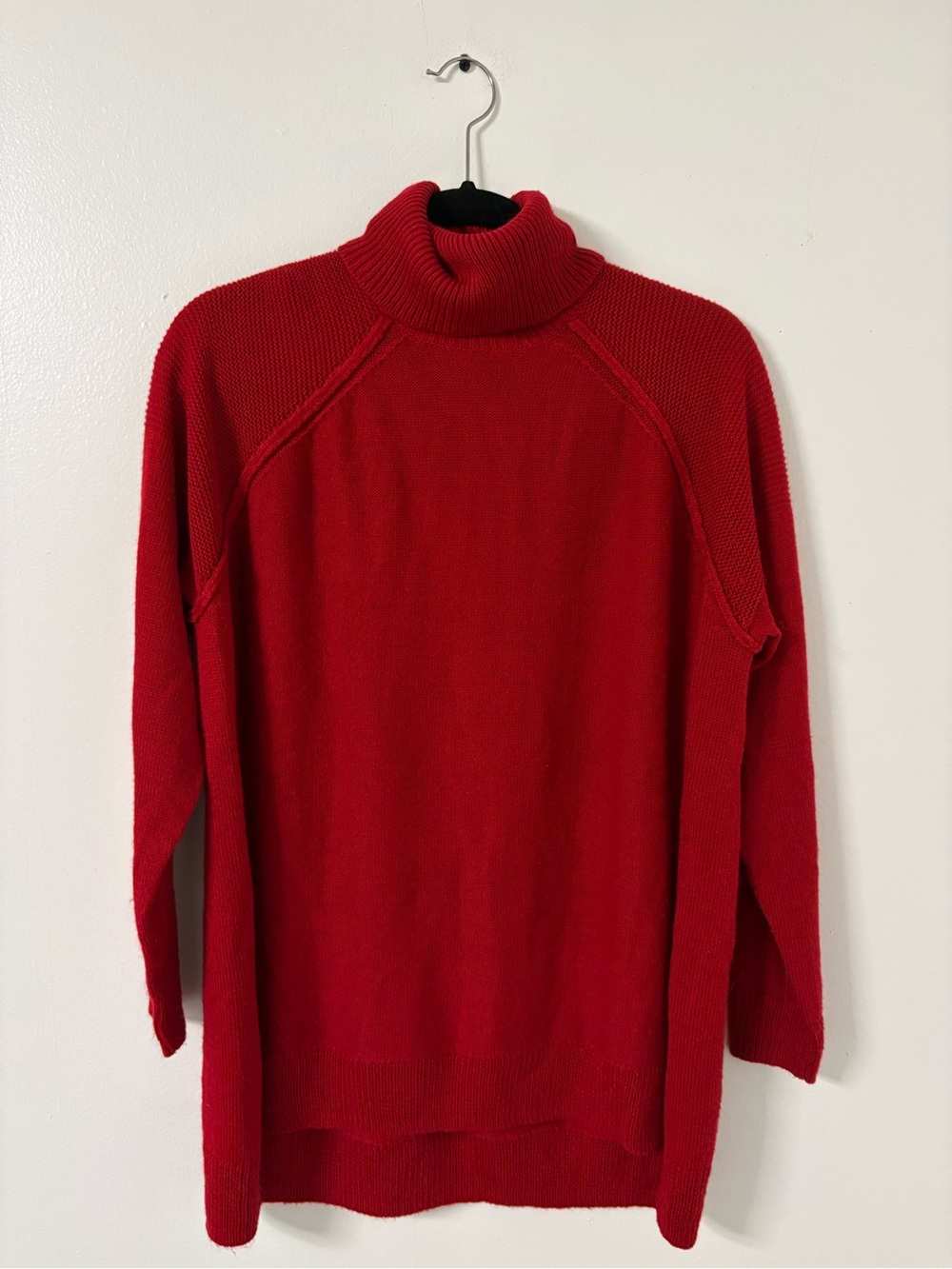 Women’s Red Turtleneck Sweater - Classic Rib Knit